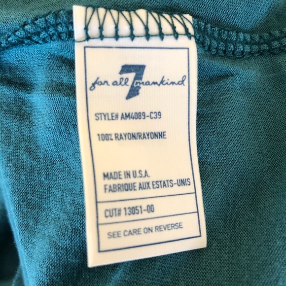 7 All For Mankind Long Green T Shirt - Picture 5 of 6